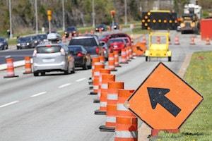 Cars on highway in traffic jam